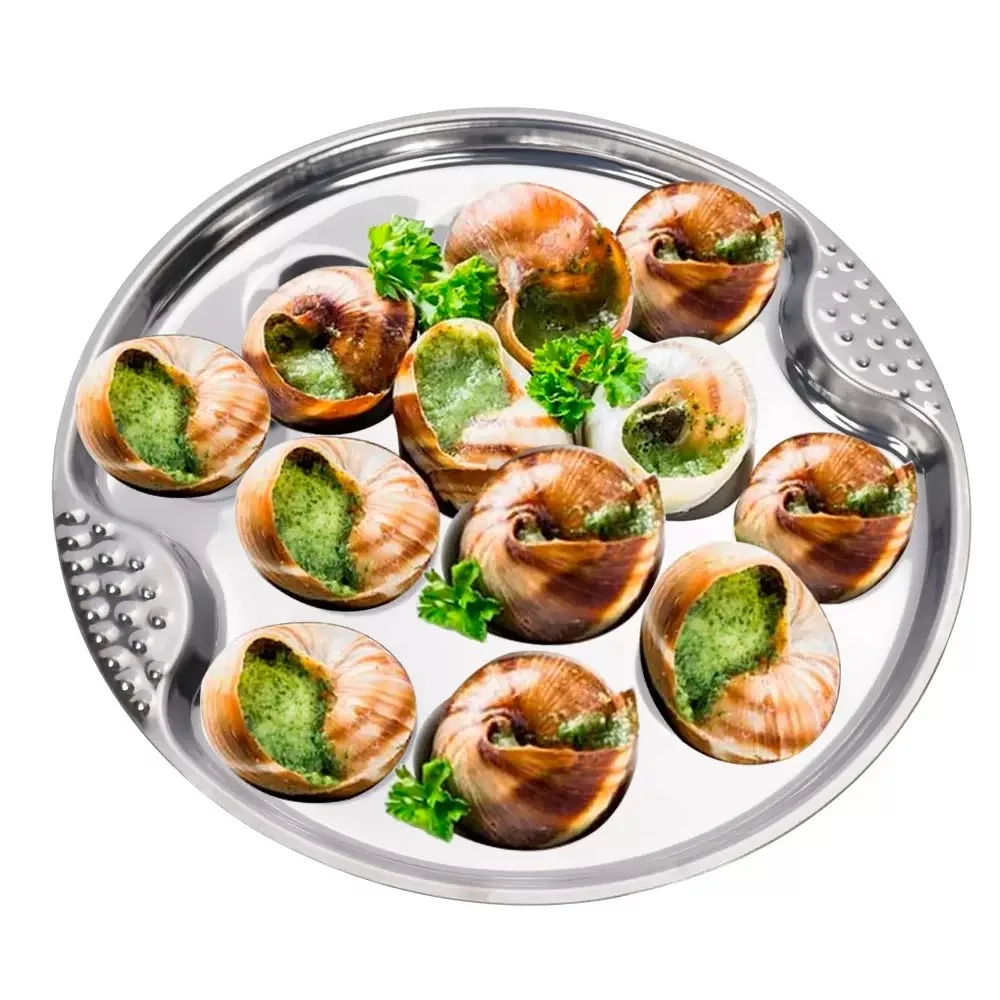 Stainless Steel French-Style Snail Dish, Snail Plate, Baked Snail Dish, Snail Baking Tray, Snail Cup, Steamed Egg Plate, Snail Plate, Oyster Steaming Plate, Restaurant Barbecue Plate, Oyster Plate, Soy Sauce Seasoning Dish, 2Pcs