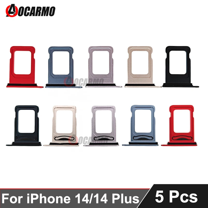 5Pcs/Lot For iPhone 14 Plus 14P SIM Card Slot Single Dual Tray Holder Drawer Midnight Starlight Purple Blue Red