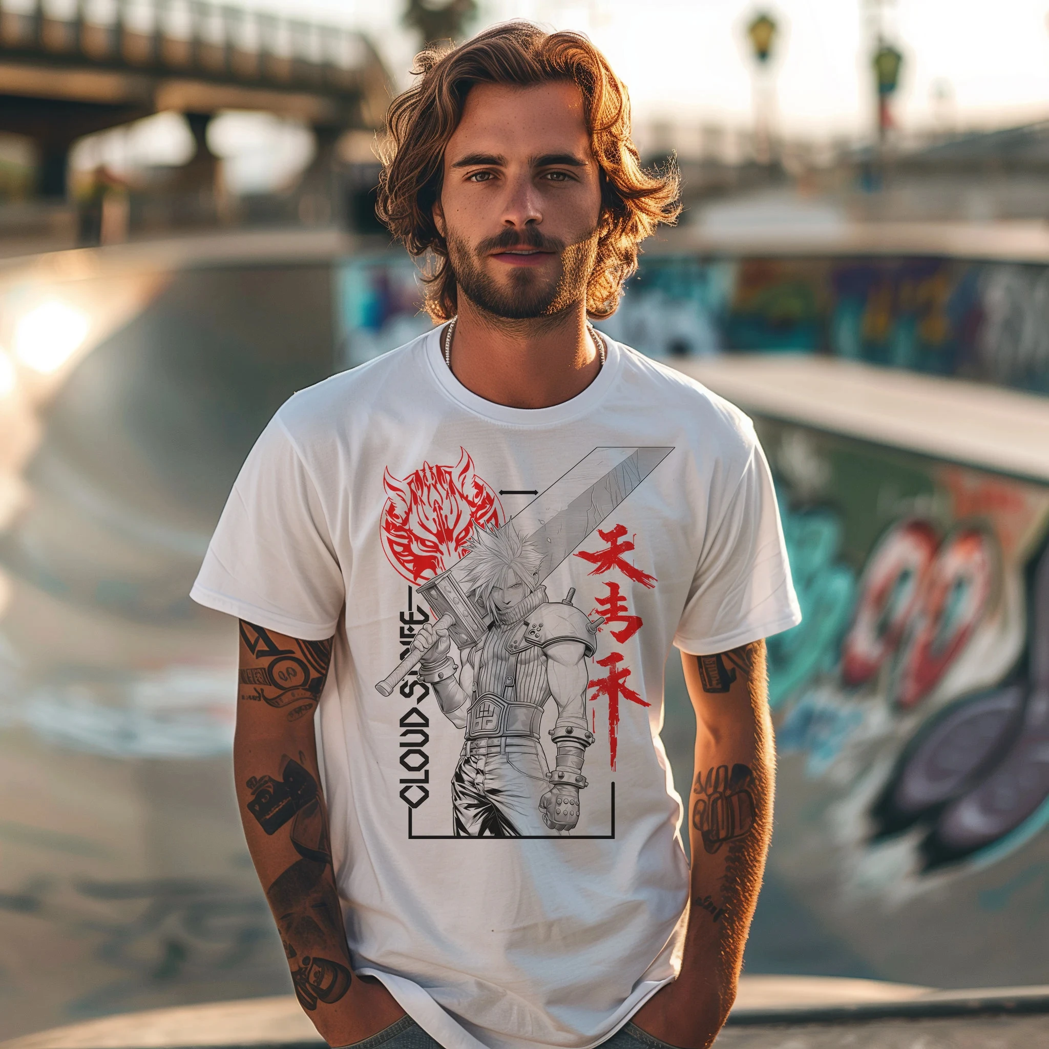 FINAL FANTASY 7 Cloud Strife Anime T Shirt Men Softstyle Tee Gaming Streetwear Graphic T-Shirt for Gamers Stylish Japanese Shirt view 3