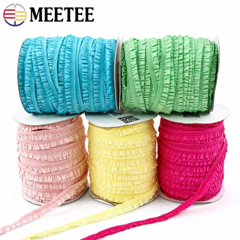 

20/40M 10mm Elastic Band Colorful Stretch Ribbon Lace Trimming for Hairband Clothes Hat Decorative Laces DIY Sewing Accessories