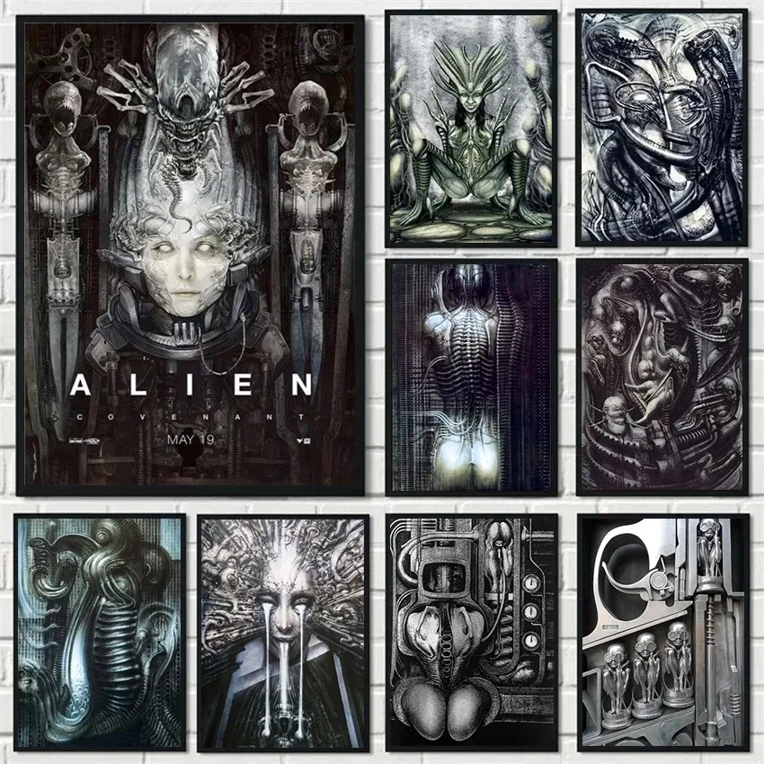 Hr Giger Li II Classic Horror Artwork Alien Poster And Prints Canvas Painting Abstract Wall Pictures for Living Room Home Decor