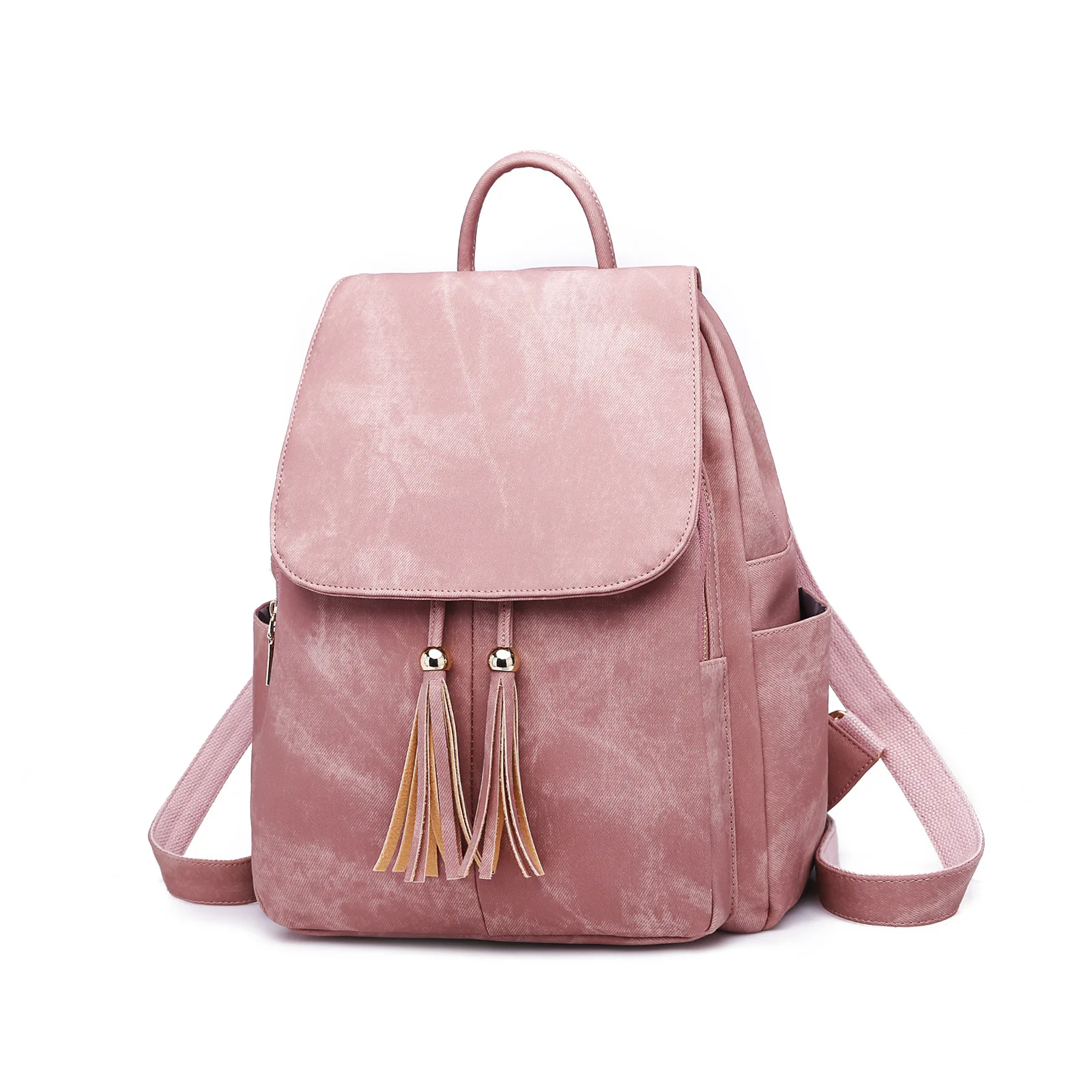 2024 Women\'s Leather Backpacks For Girls Tassel Decoration Casual Daypack Vintage Backpack School Bags For Girls Large Capacity