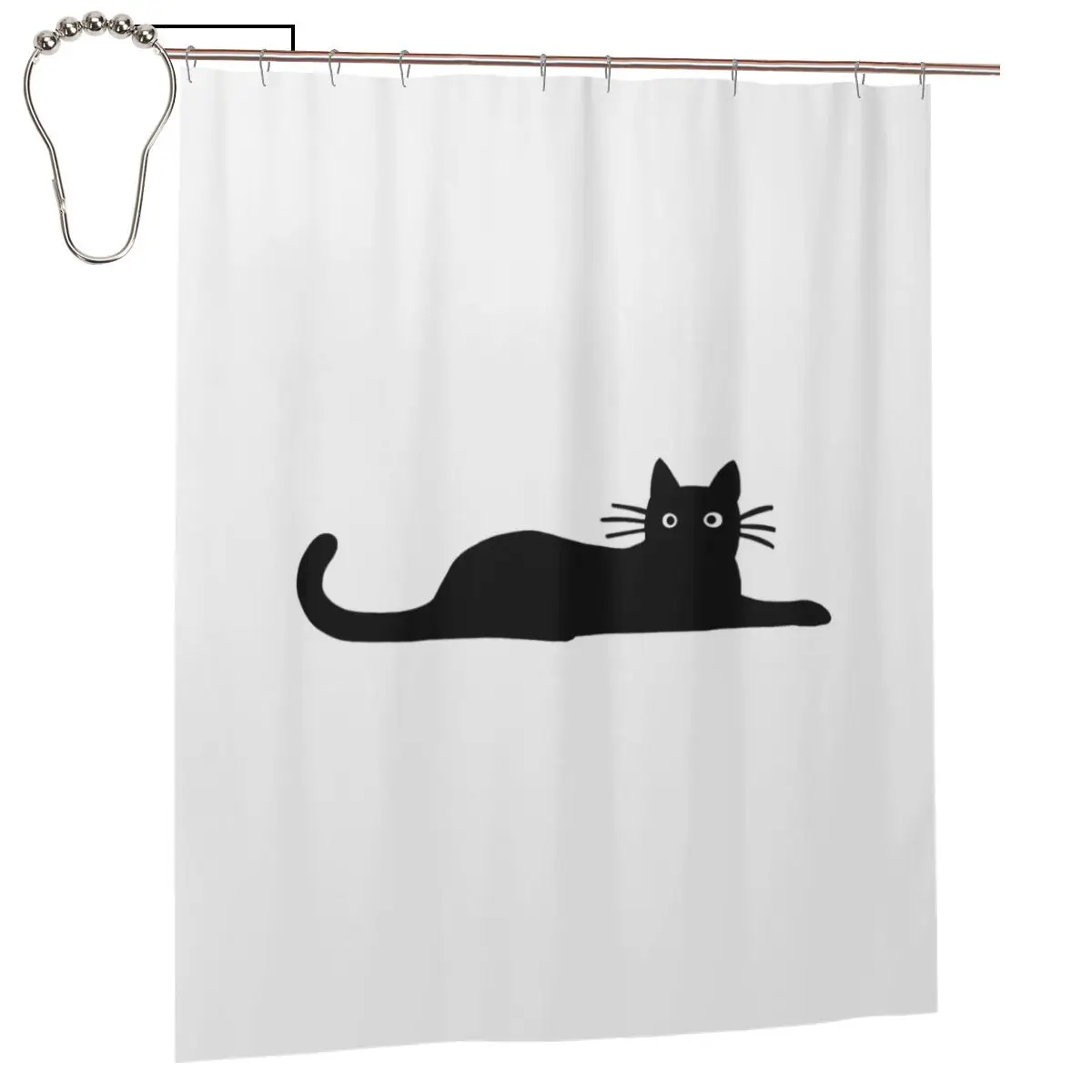 

Водонепроницаемая шторка для душа Black Cat из полиэстера с крючками