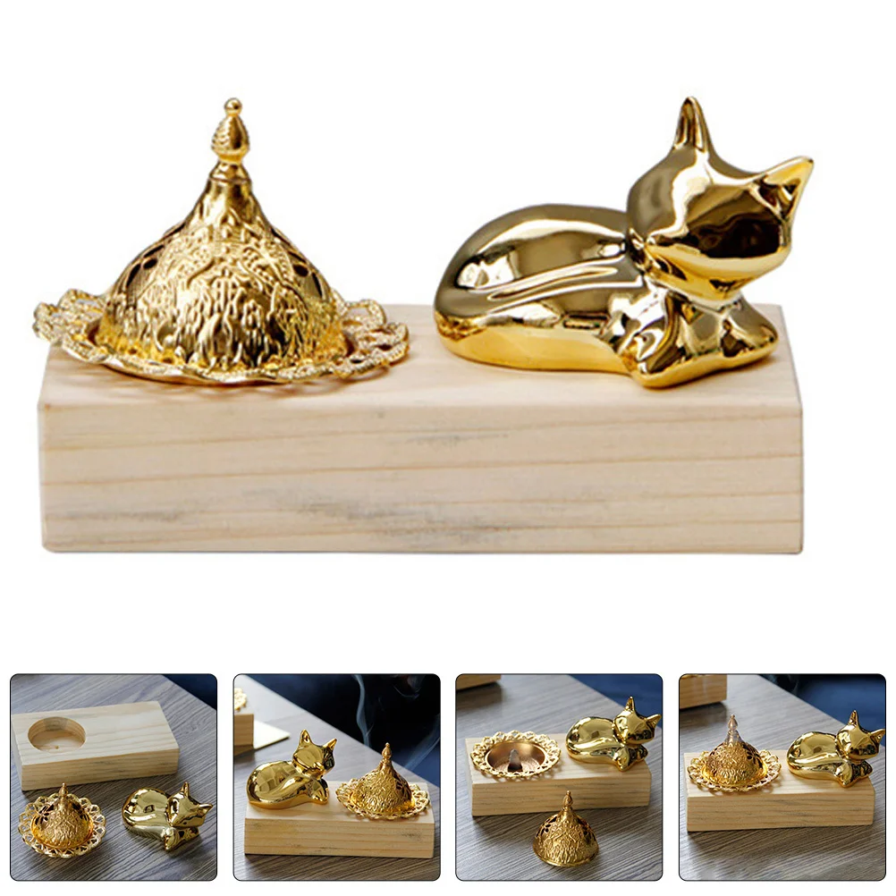

1 set Wooden Metal Incense Burner Hollow Vintage Censer For Aromatherapy Yoga Meditation Home Decor Desktop Ornament
