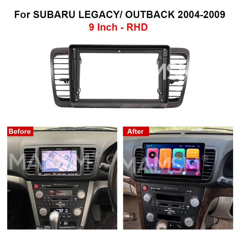 MAMSM For SUBARU LEGACY OUTBACK 2004-2009 9 inch Android GPS Mp5 Fascia Bezel Plate Trim Car Radio Frame Panel Cables Harness