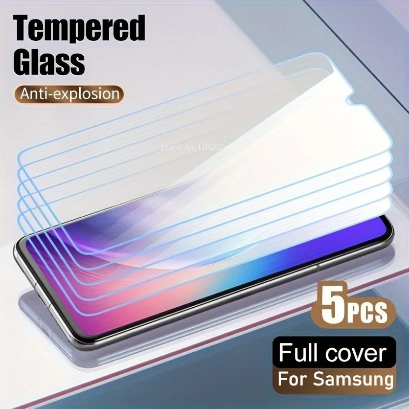 

5 шт. глянцевое закаленное стекло для Samsung Galaxy A16 5G A26 A25 A15 A14 A13 A12 A23 A22 A20 A10s Защитные пленки высокой четкости