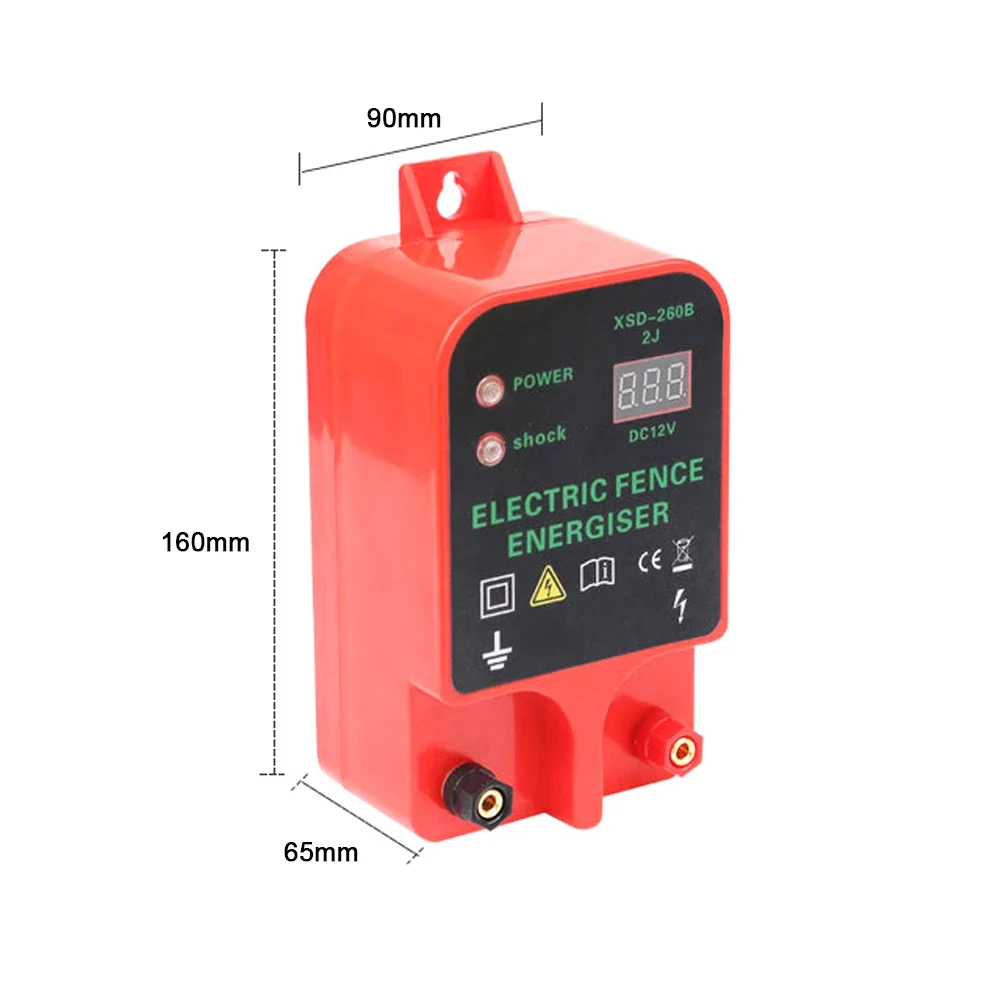 Electric Fence Energizer Livestock High Voltage Pulse Controller Voltage Display 10KM High-decibel Alarm LCD Farm Safety