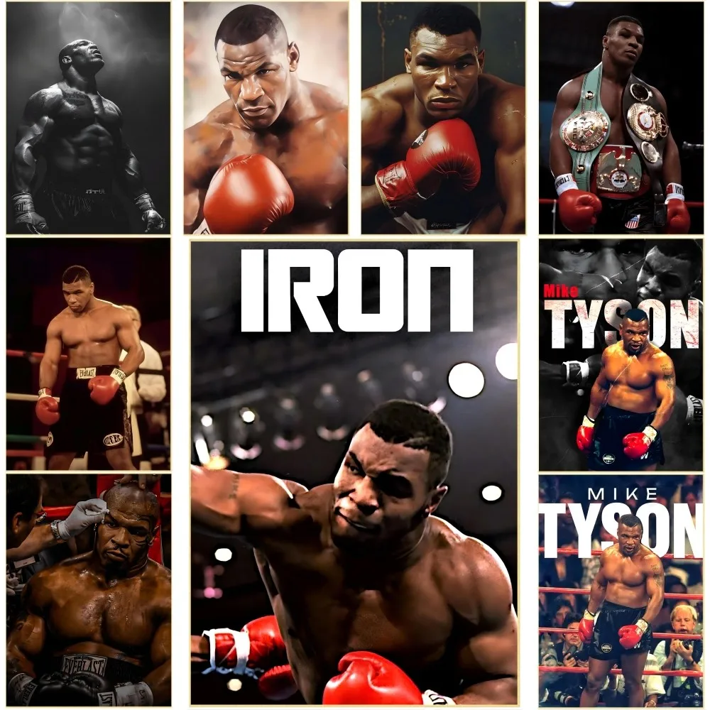 M-Mike T-Tyson Boxer Man Poster Self-adhesive Art Waterproof Paper Sticker Coffee House Bar Room Wall Decor