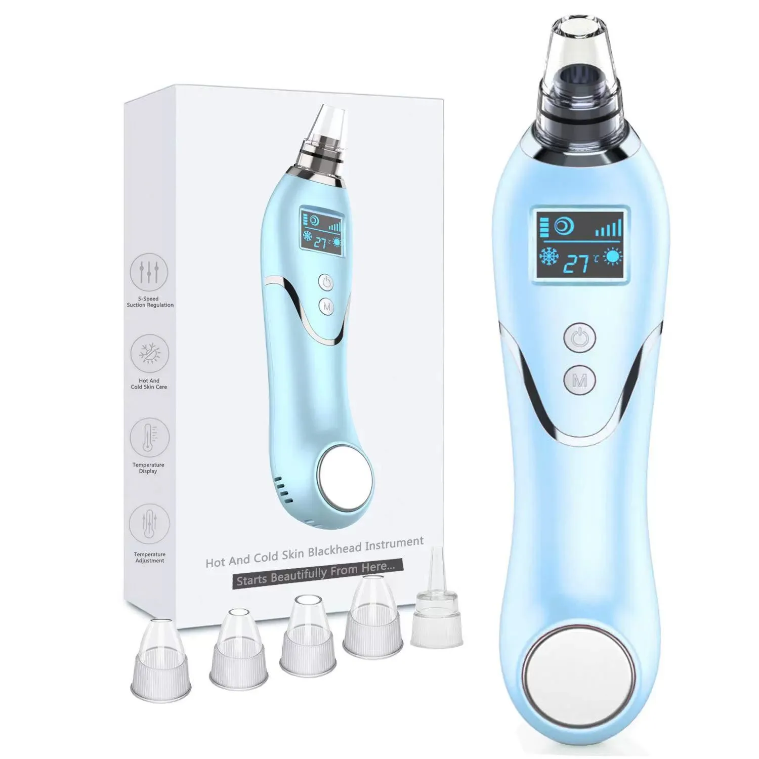 2025 Novo design de cabeça preta martelo frio e quente para equipamentos de beleza de limpeza de pele facial