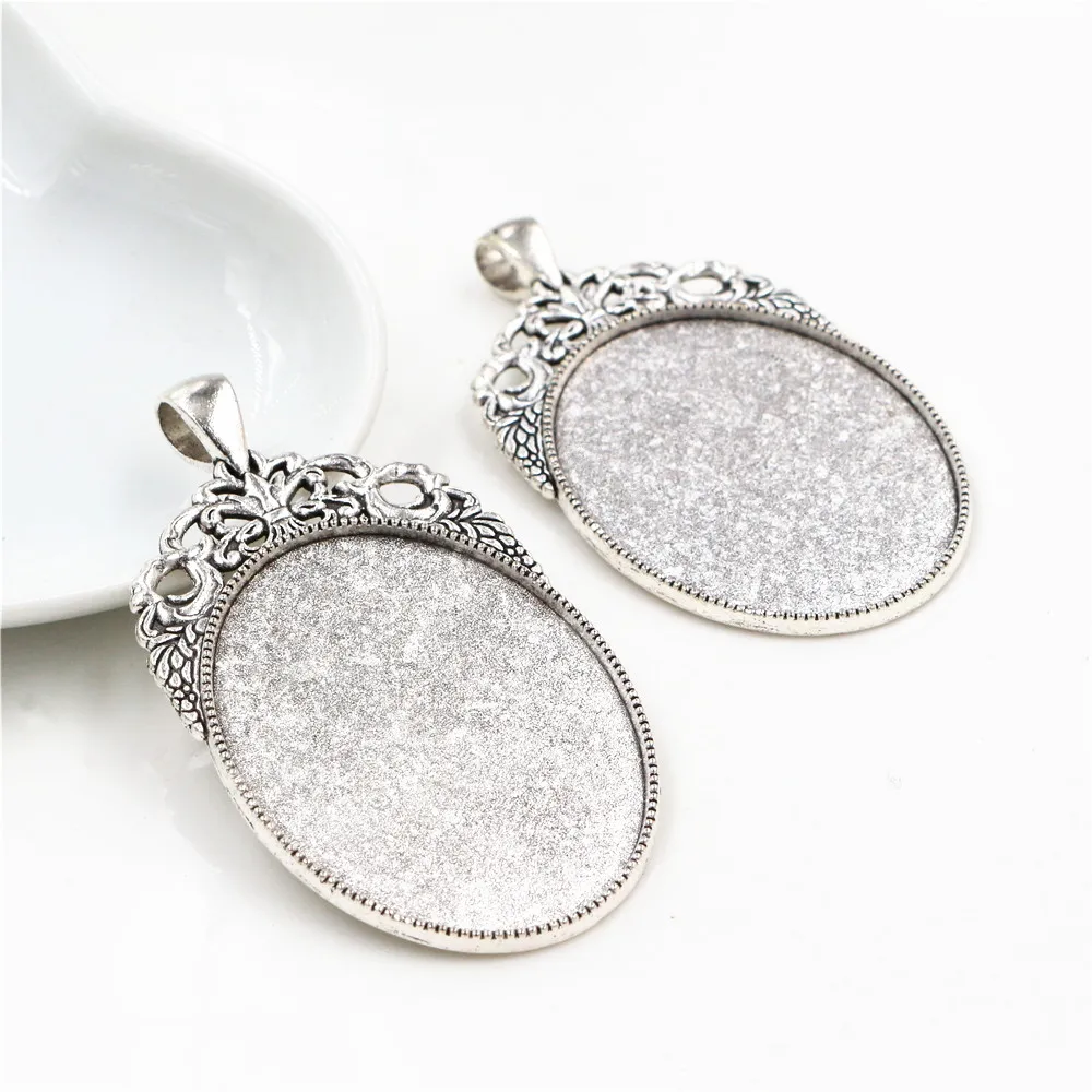 New Fashion  5pcs 30x40mm Inner Size Black and Antique Silver Plated and Bronze Cabochon Base Setting Charms Pendant