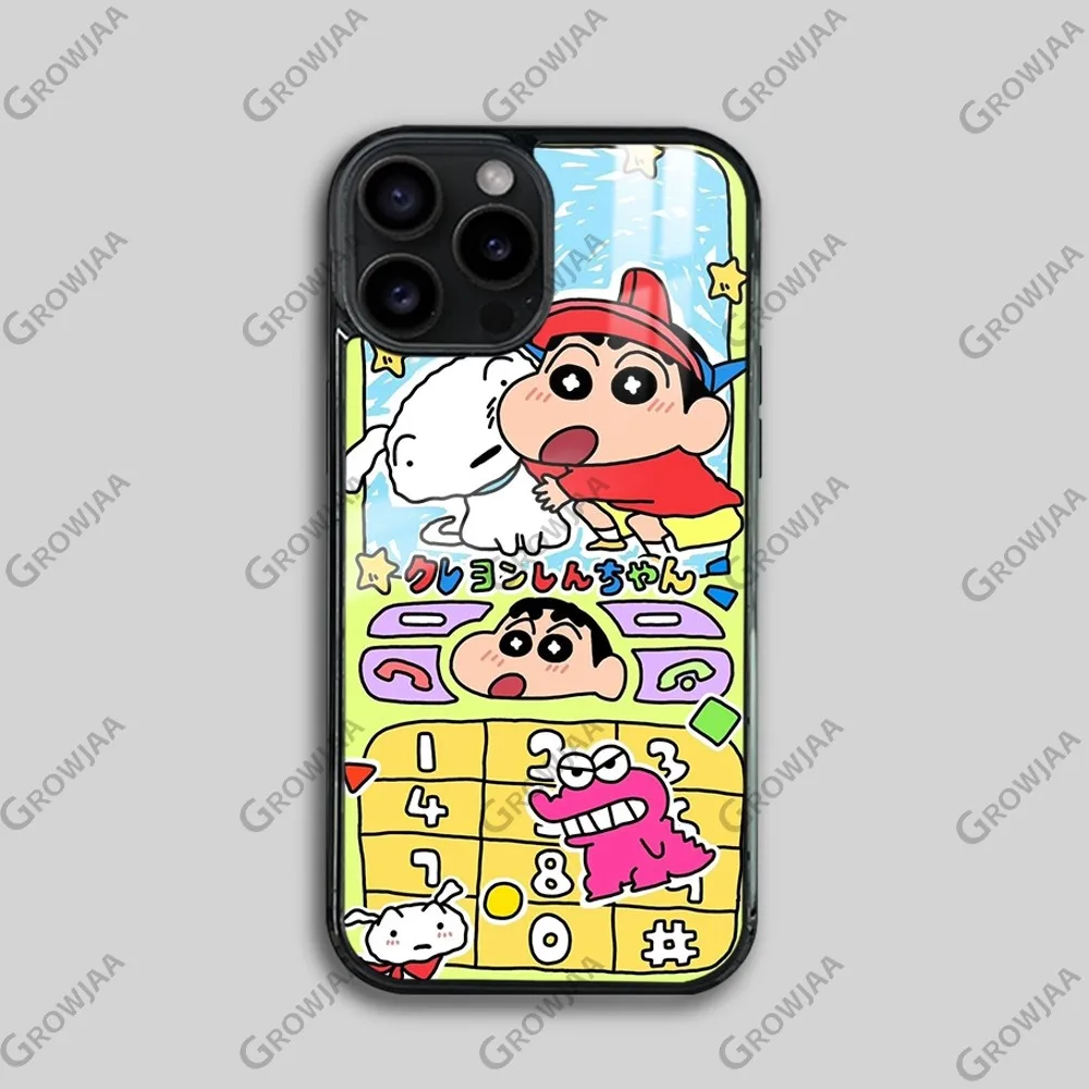 C-Crayon S-ShinChan Phone Case For iPhone 16 15 14 13 12 11 Pro Max Plus Mini Magsafe Mirror Wireless Magnetic Cover