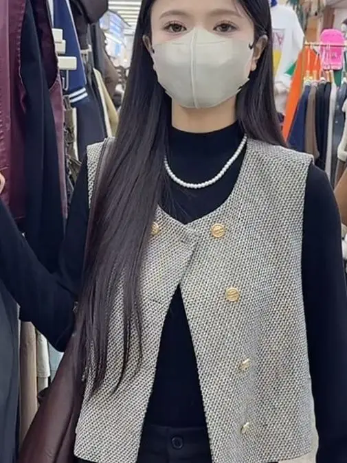 

Маленький костюм Fraance, жилет-майка, женский весенне-осенний жилет ort Svel, верхняя одежда, вязаное пальто для поездок на работу