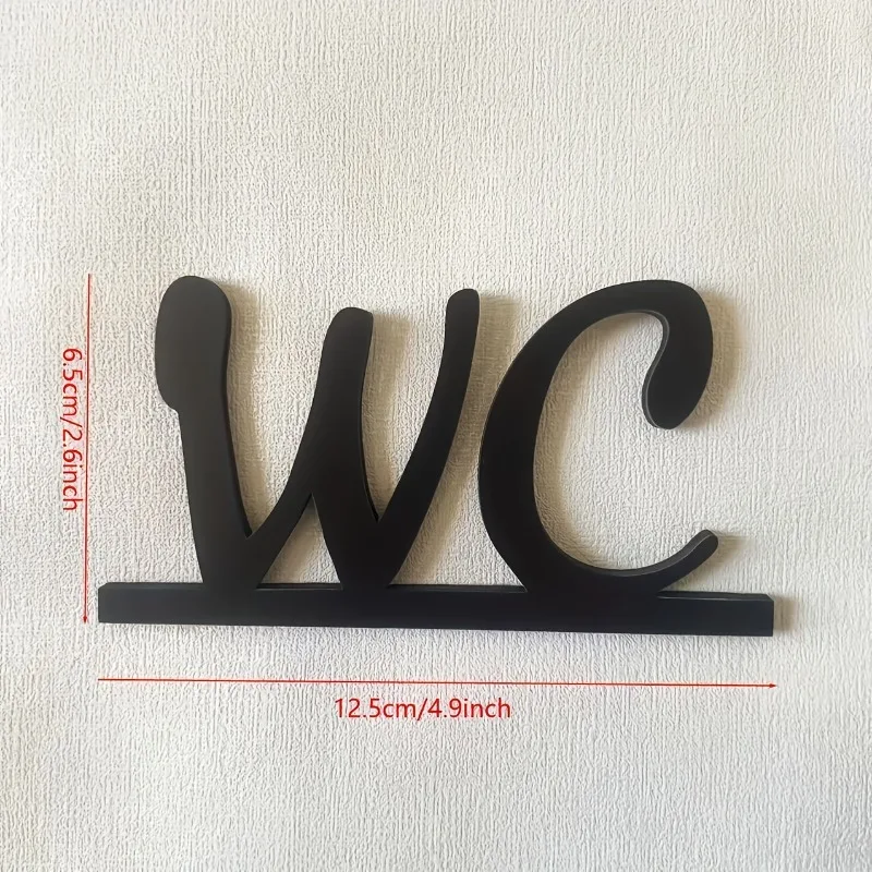 CIFBUY Acrylic Wall Art Elegant WC Toilet Door Sign Minimalist Black Restroom Sticker For Bathroom Office Home Decoration