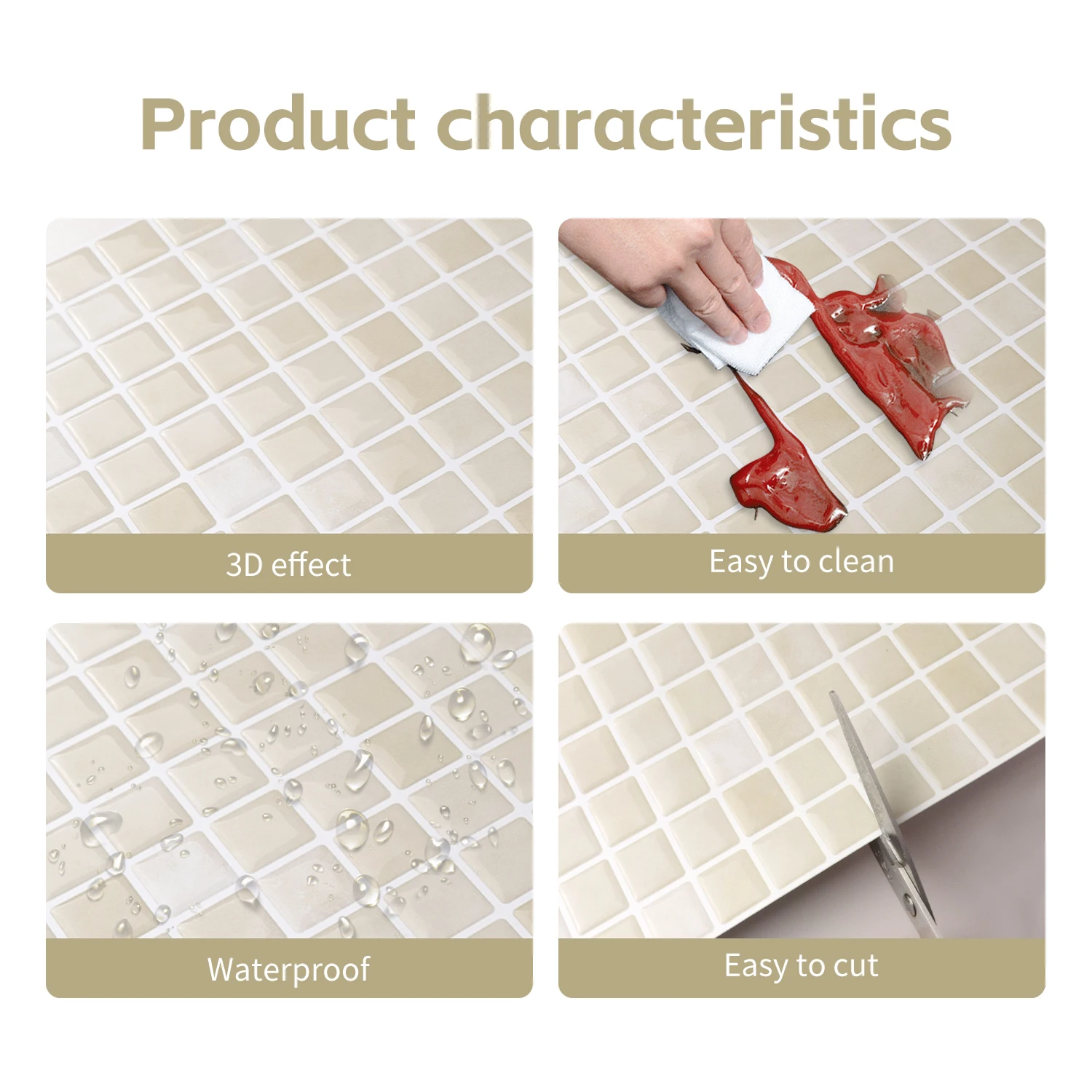 10 sheets Brick Wall Stickers 3d Mosaic Patterned Vinyl Tiles Marble Textured Surface Wallpaper For Home Application image 5