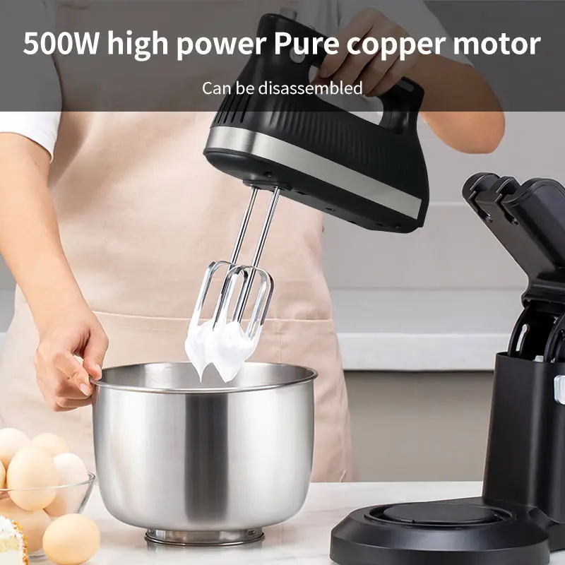 Houselin Electric Stand Mixer,4.0L, Dough Hook, Flat Beater Attachments, Splash Guard 5 Speeds with Whisk, Black with Top Handle