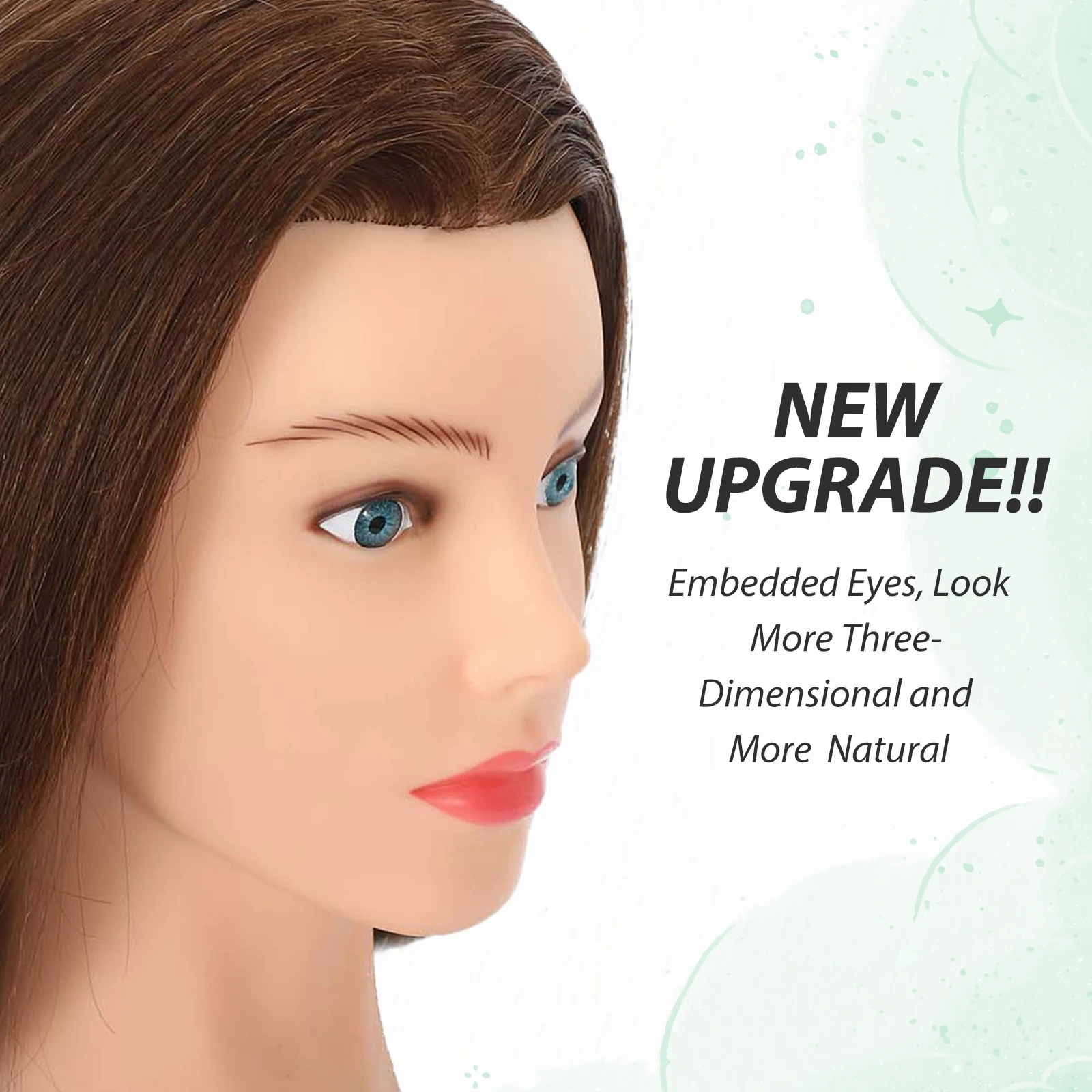 Mannequin Head with 100% Real Human Hair for Cosmetology Hairstyle Practice