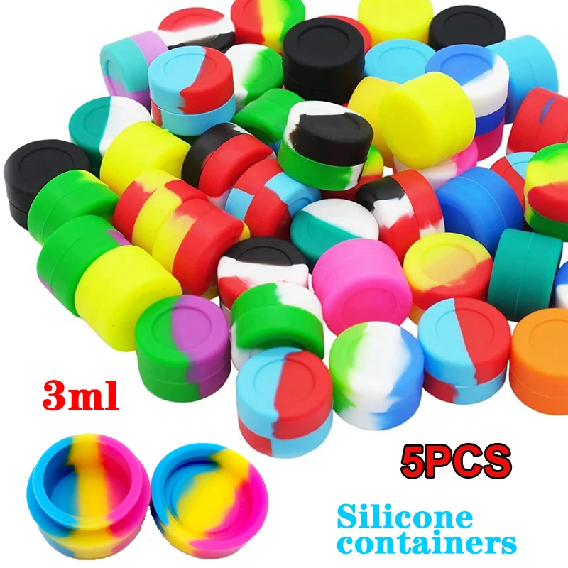 

10PCS Silicone Container 2ML 3ML 5ML Tank Storage Box Color Mixing Non stick Concentrate Container Tank Oil Wax Box