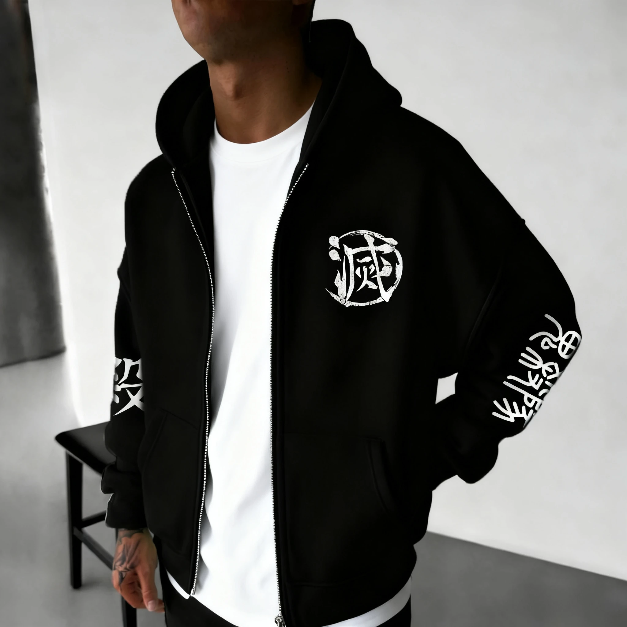 شيطان القاتل أنيمي تنوعا قلنسوة بسحاب 2025 الرجال والنساء الخريف/الشتاء جديد الأمريكية العصرية سترة فضفاضة غير رسمية