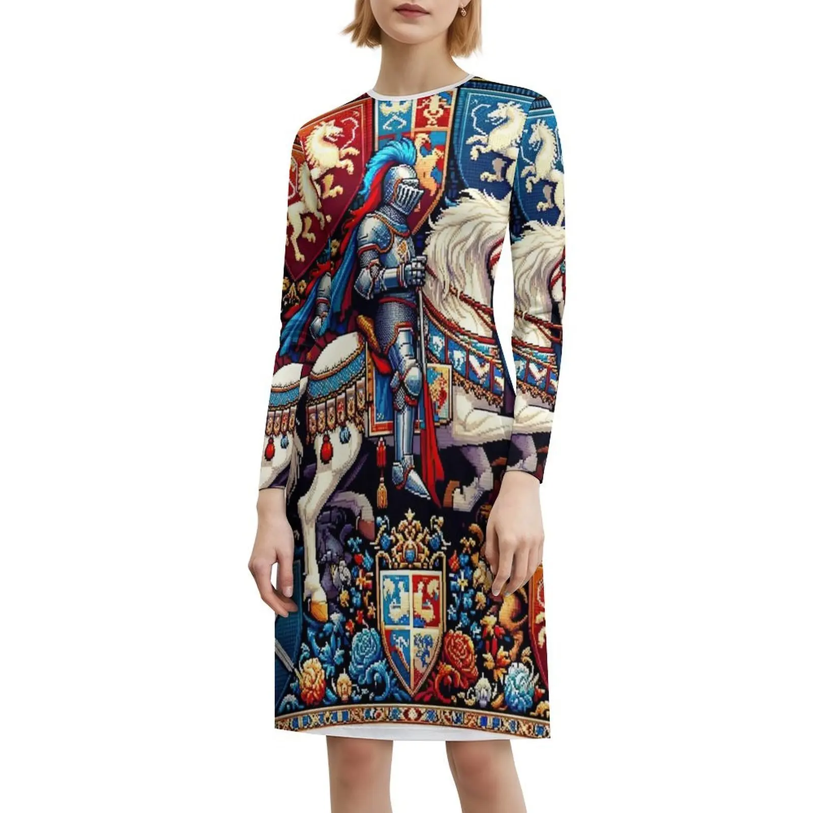 تصميمات مملكة الفارس بدون خياطة وفستان حفلات نسائي ملابس الشارع الشهير ملابس نادي مطبوعة عصرية لتصميم مزخرف للسيدات #6