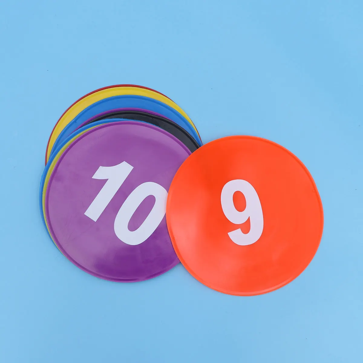 11Pcs Poly Vinyl Spot Markers 23Cm Floor Markers Lightweight Rip Resistant 5 Bright Colors 10 Numbered Discs for Basketball
