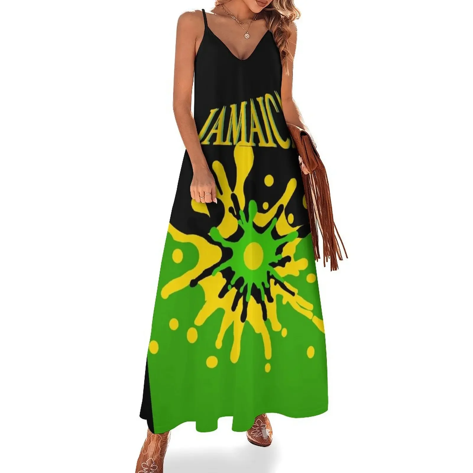 a splash of Jamaica colors Sleeveless Dress women's dresses luxury Beachwear