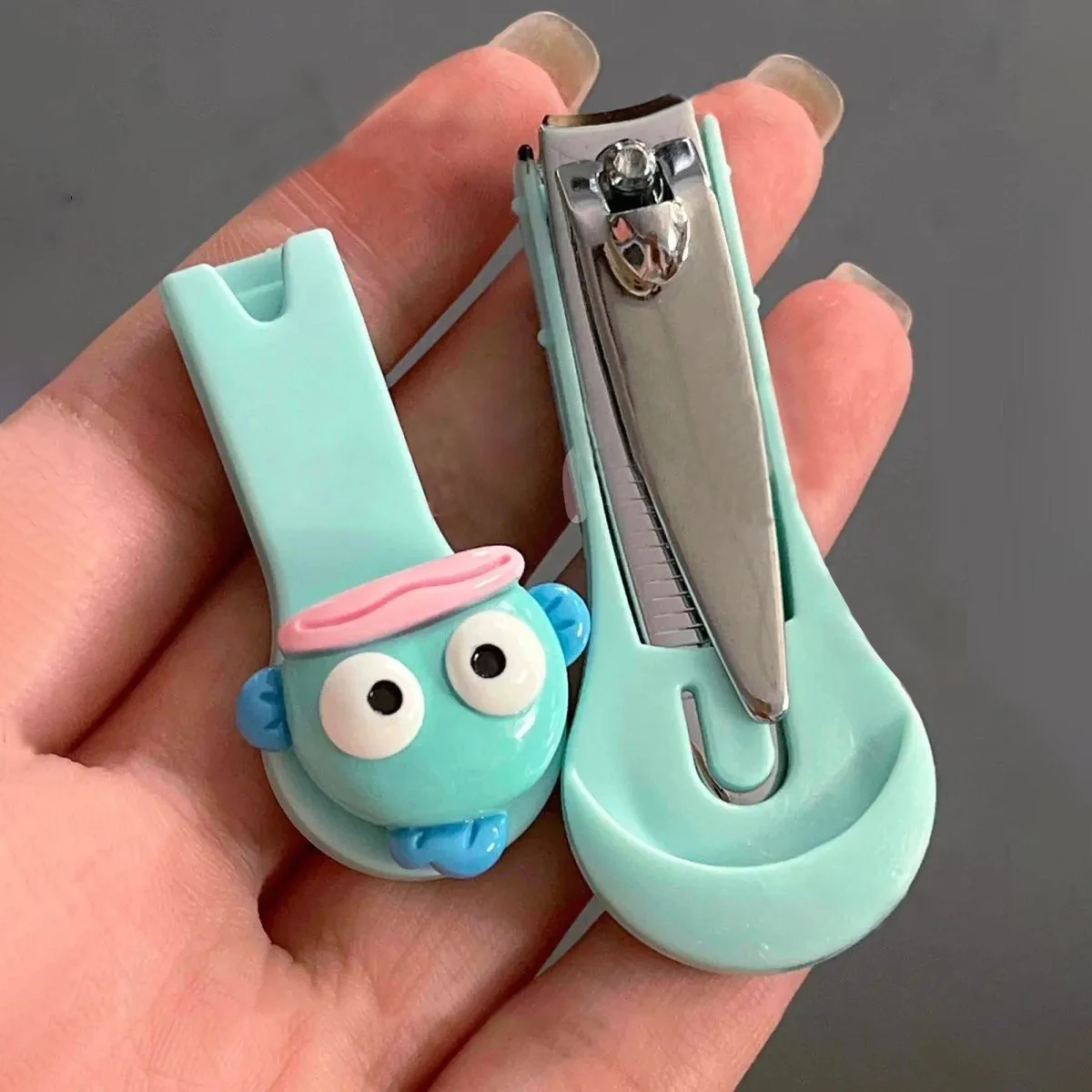 kawaii Sanria Nail Clippers Anime Hangyodon Stainless Steel Toe Nail Cutter Girls Kids Portable Creative Manicure Trimmer Tools