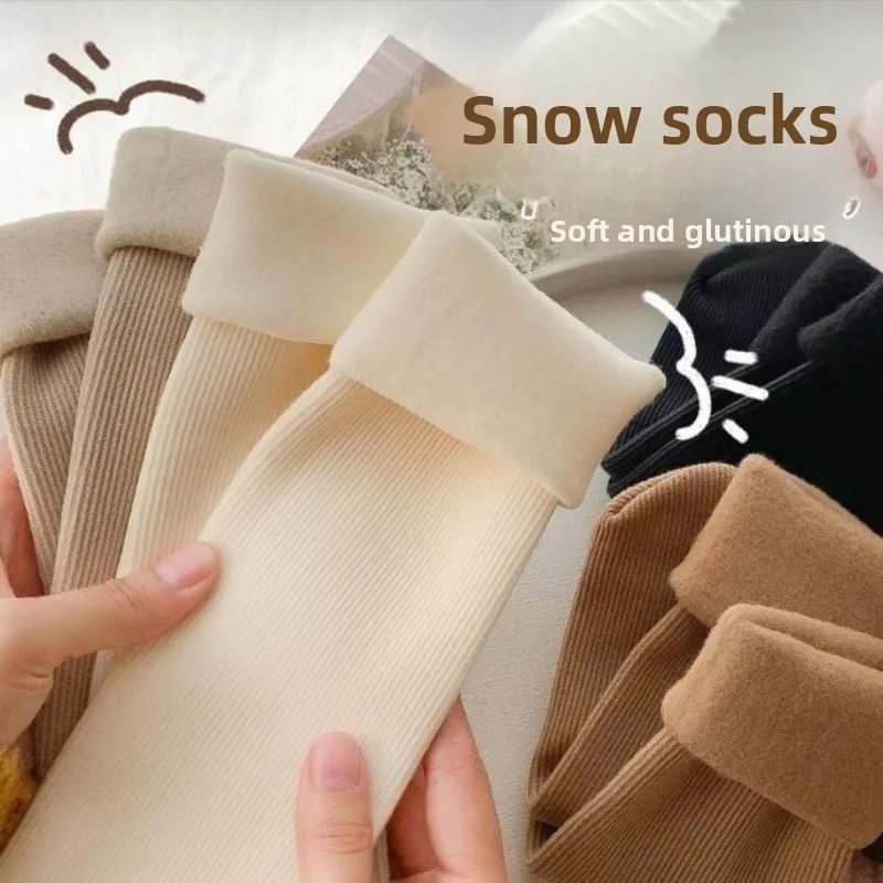 

5/10 Pair Women's Winter Warm Socks Thick Soft and Warm Indoor Home Socks lady Comfortable Plush Lining Snow Boots Ankle Socks