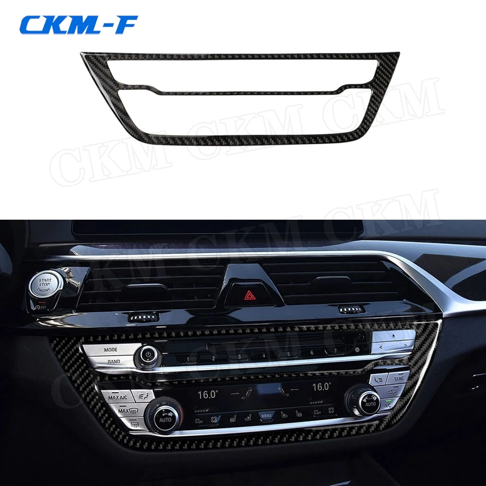 

Carbon Fiber Interior Air Conditioning CD Panel Trim Frame Cover Sticker 3D Decal Fits For BMW 5 Series G30 X3 G01