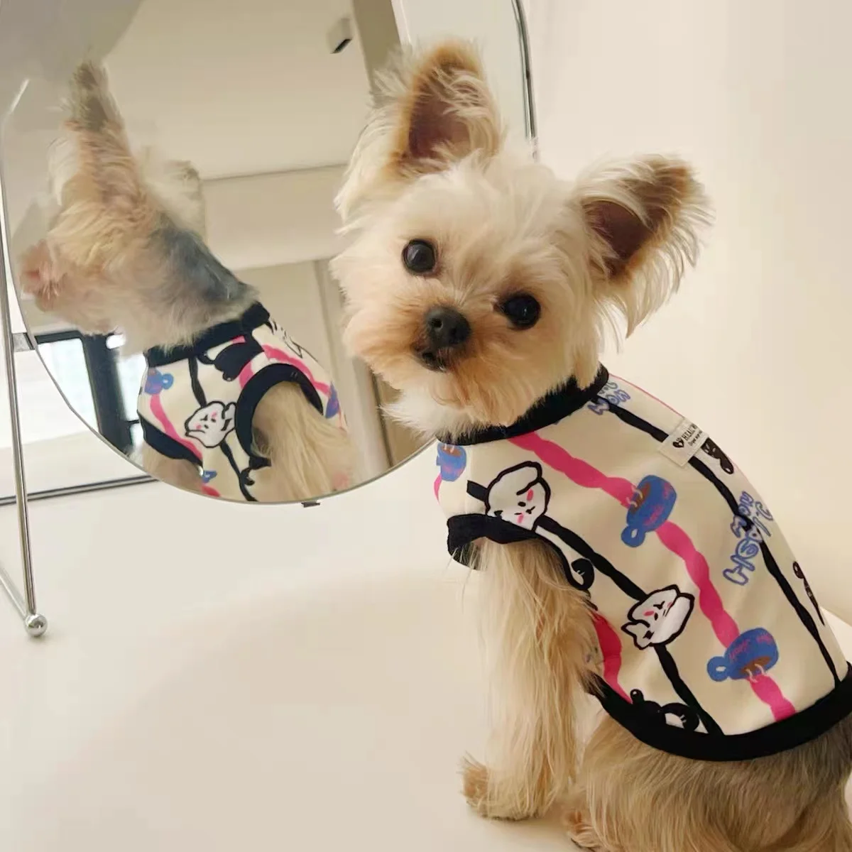 2024 Dog Clothes Cat Clothing Pet Cute Printing  Clothes for Cats Puppy Yorkshire Teddy Vest Dog Accessories Pet Supplier