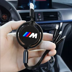 Car 3 In 1 Retractable Micro Data Wire USB Type C 100w Fast Charging for BMW M M3 M5 X1 X3 X5 X6 E90 E91 E92 E93 F10 F30 E60 F13