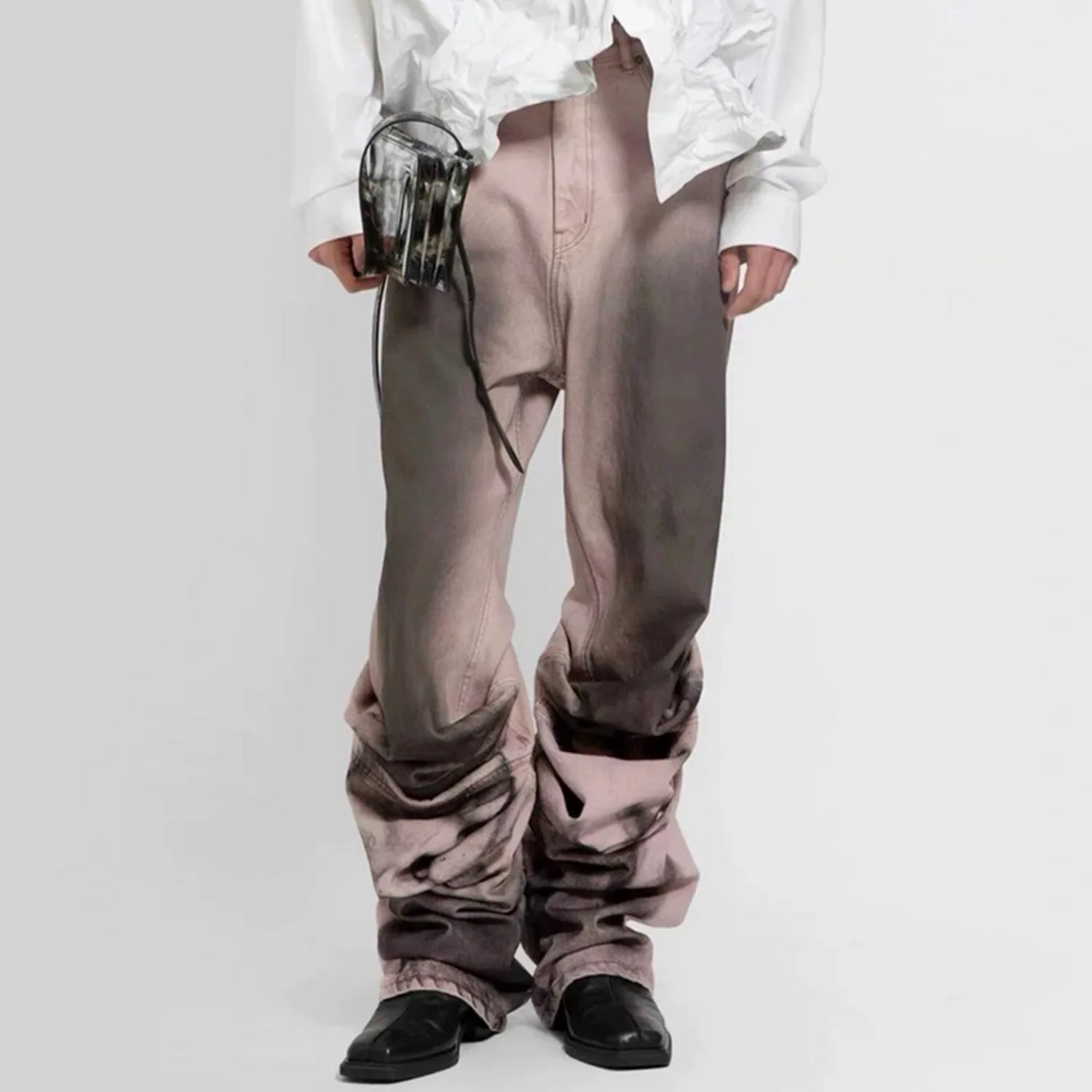 

Y/PROJECT adient Casual Jeans Wide Leg Dir Denim Men Women Micro Flared Loose Fit Long Pants Cotton Stretch Denim