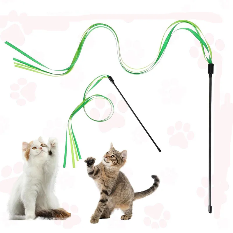 Interactive Cat Toys Colorful Teaser Wand Cat Toys Kittens T