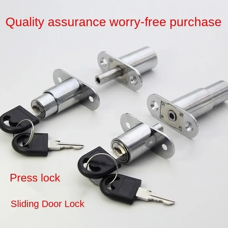 Cabinet Push Plunger Lock Zinc Alloy Sliding Glass Door Showcase Lock Furniture Cabinet Drawer Lock Furniture Hardware