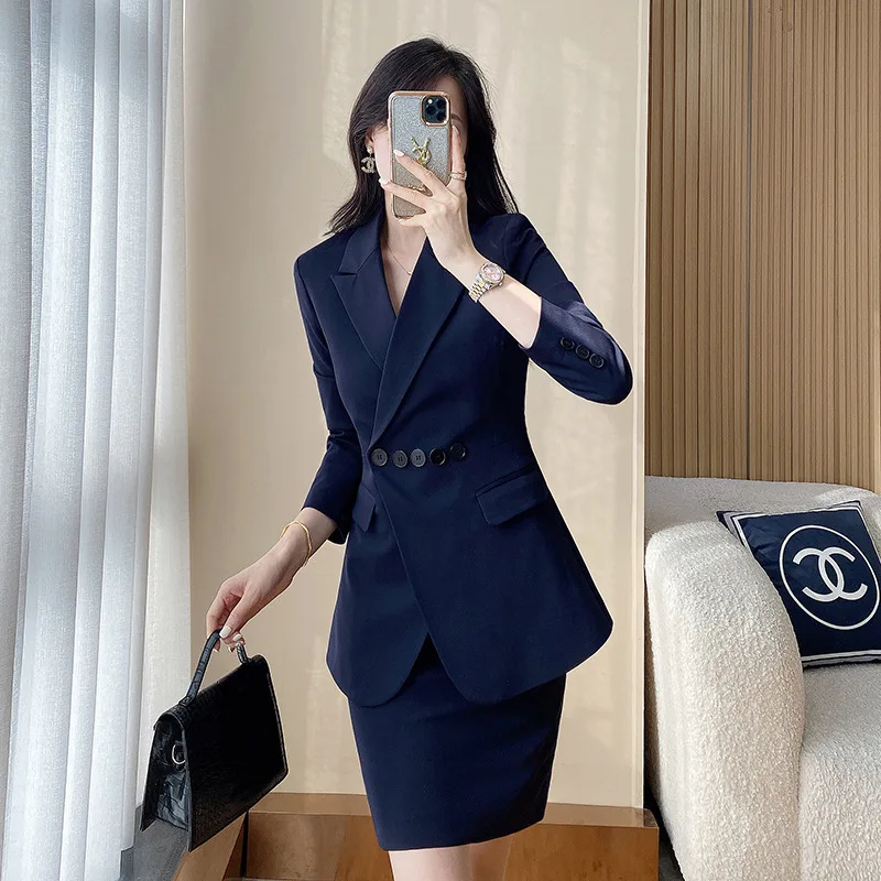 High-End Suit Jacket for Women Spring and Autumn New Korean Style Temperament Office Wear Jewelry Store Sales Department Gray Su