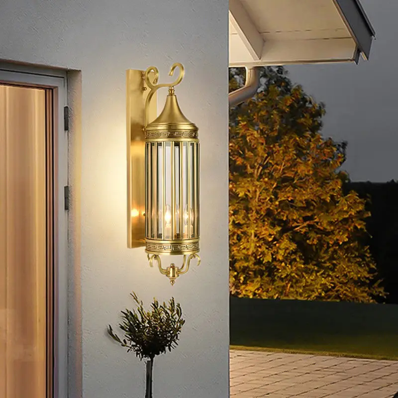 Copper Wall Lamp Waterproof Country Stairs Aisle Corridor Living Room Background Wall Courtyard Imitation H66cm Copper Wall Lamp
