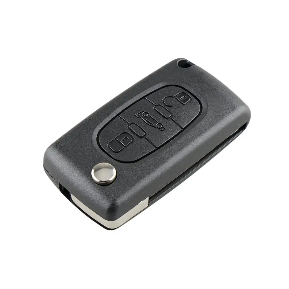 Flip Folding Car Key Shell com Uncut Flip, 3 Botões, Substituição Fob, Citroen C2, C3, C4, C5, C6