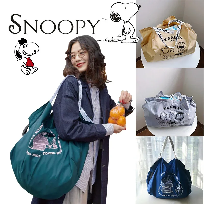 Snoopy Shoulder Bags Large Capacity Casual Handbags Shopping Bag Fashion Female Girls Purse Cloth Tote Portable Nylon Bag Gift