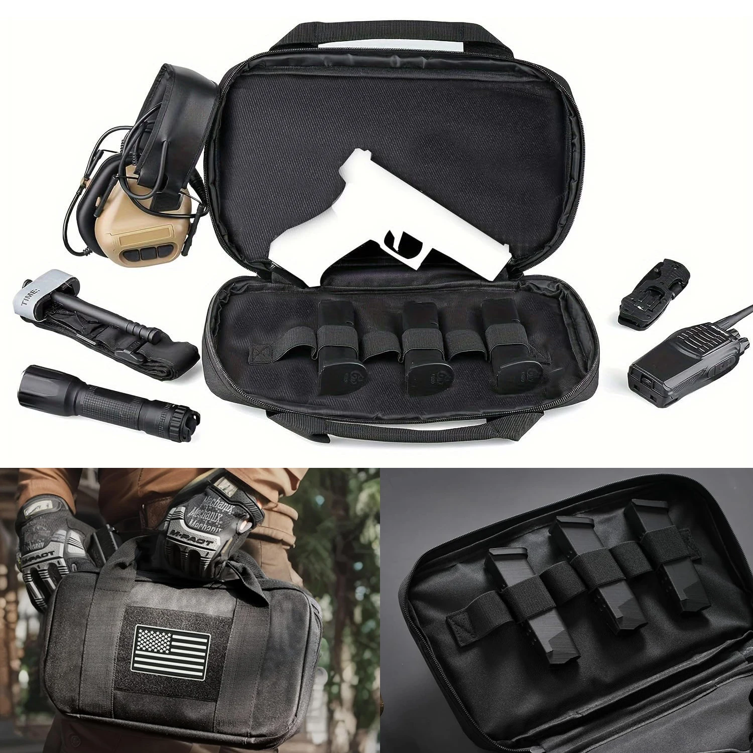 Tactical Pistol Gun Case, Padded Handgun Case Double Pistol Wallet Handgun Pistol Soft Case Rectangle Handgun Pouch