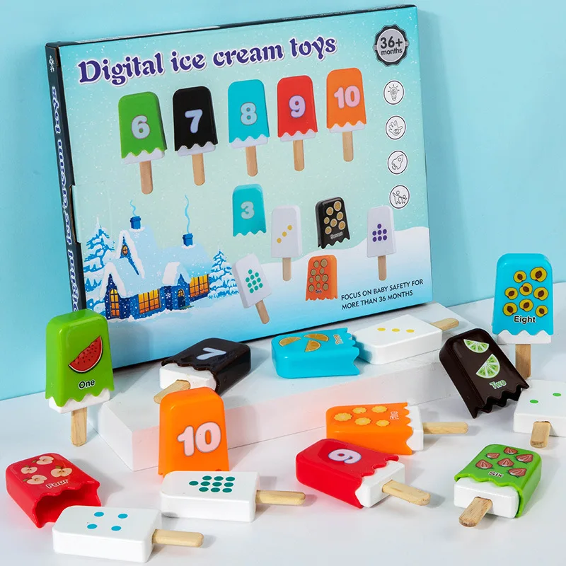 Criança sorvete número correspondência gamepartish brinquedo dígitos contagem cor carta cognitiva aprender sensorial brinquedo educativo presente