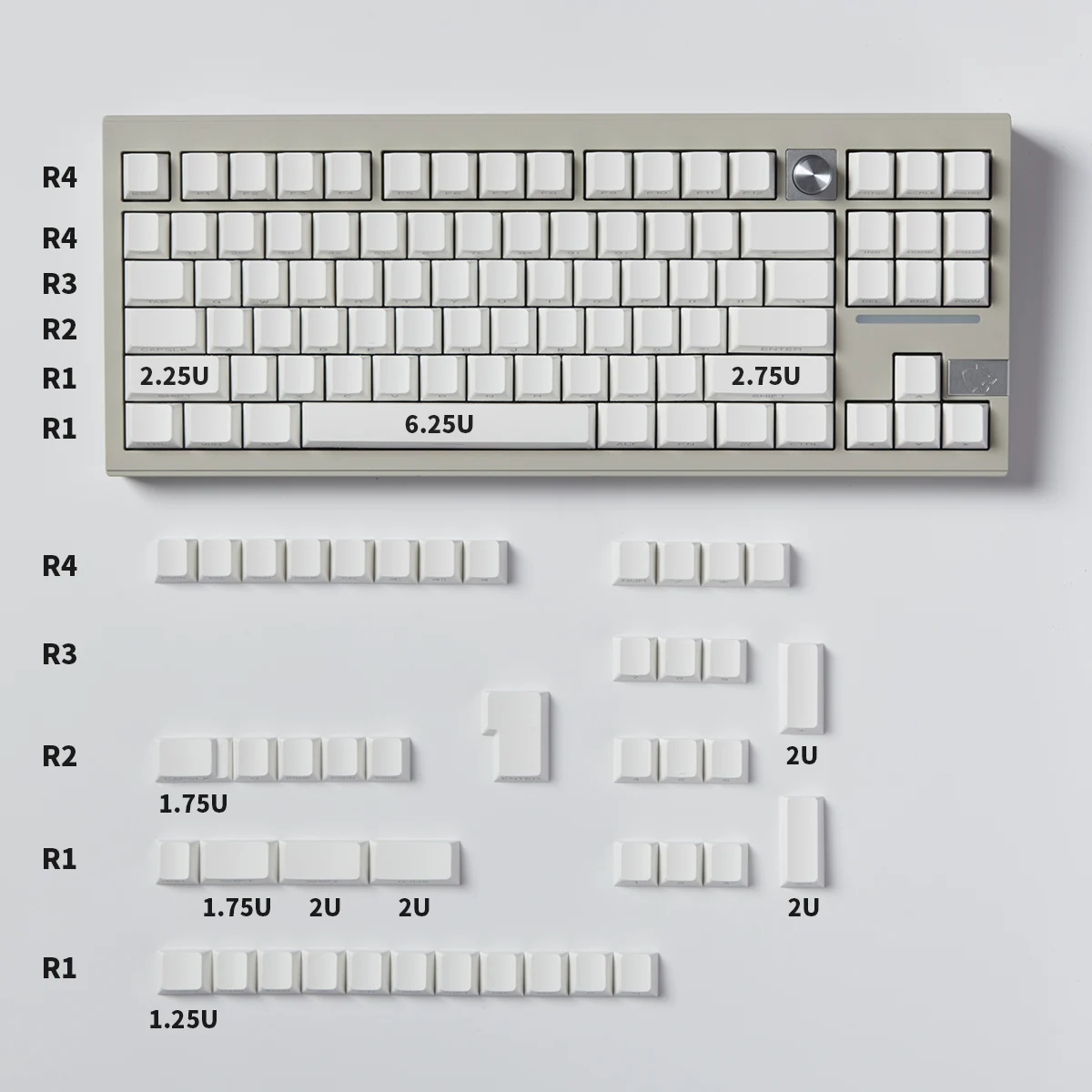 White side transparent 131-key mechanical keyboard keycap simple PBT two-color shaped cherry factory height