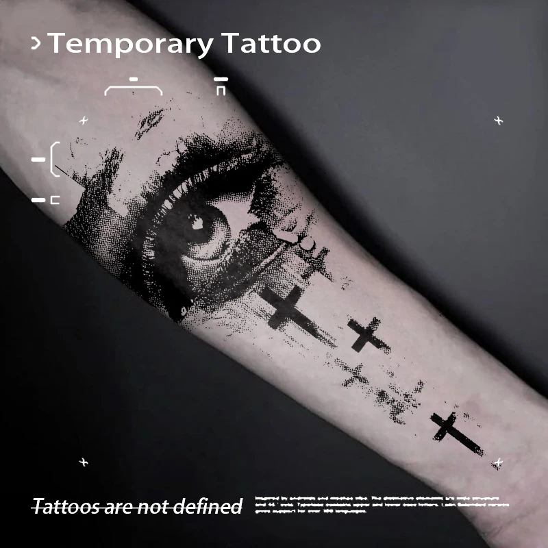 

Temporary Tattoos Dark Halftone Eye Cross Herbal Juice Tattoo Sticker Fake Sexy Adult Girl Tool New Toys Stickers Cheap Goods