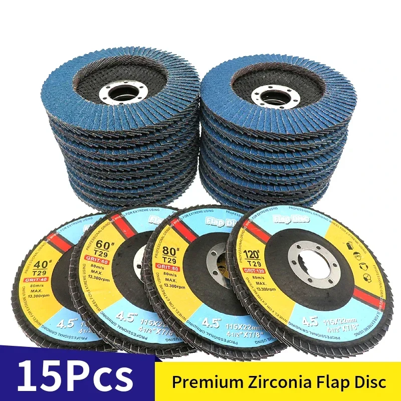 

10Pcs Zirconia Flap Discs 115mm Sanding Discs 4.5 Inch 40/60/80/120 Grit Grinding Wheels Blades for Angle Grinder Finishing