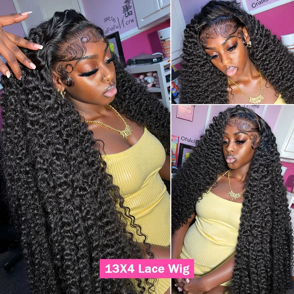 13x4 13x6 Hd Parrucche anteriori in pizzo per capelli umani ricci 30 38 pollici Parrucca frontale in pizzo a onda profonda Onda d'acqua Parrucche in pizzo pre pizzicate per le donne