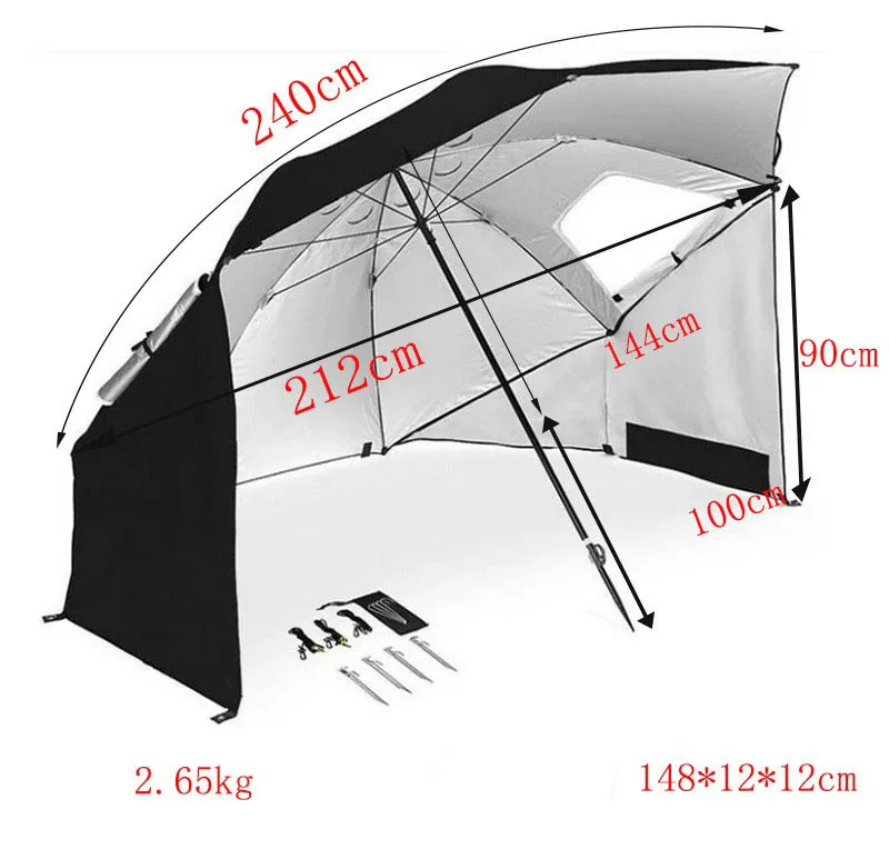 Beach Tent for Sun Shelter With Window Sunshade Canopy Umbrella with Mesh Window for Beach Tent - Protects From UV Rays