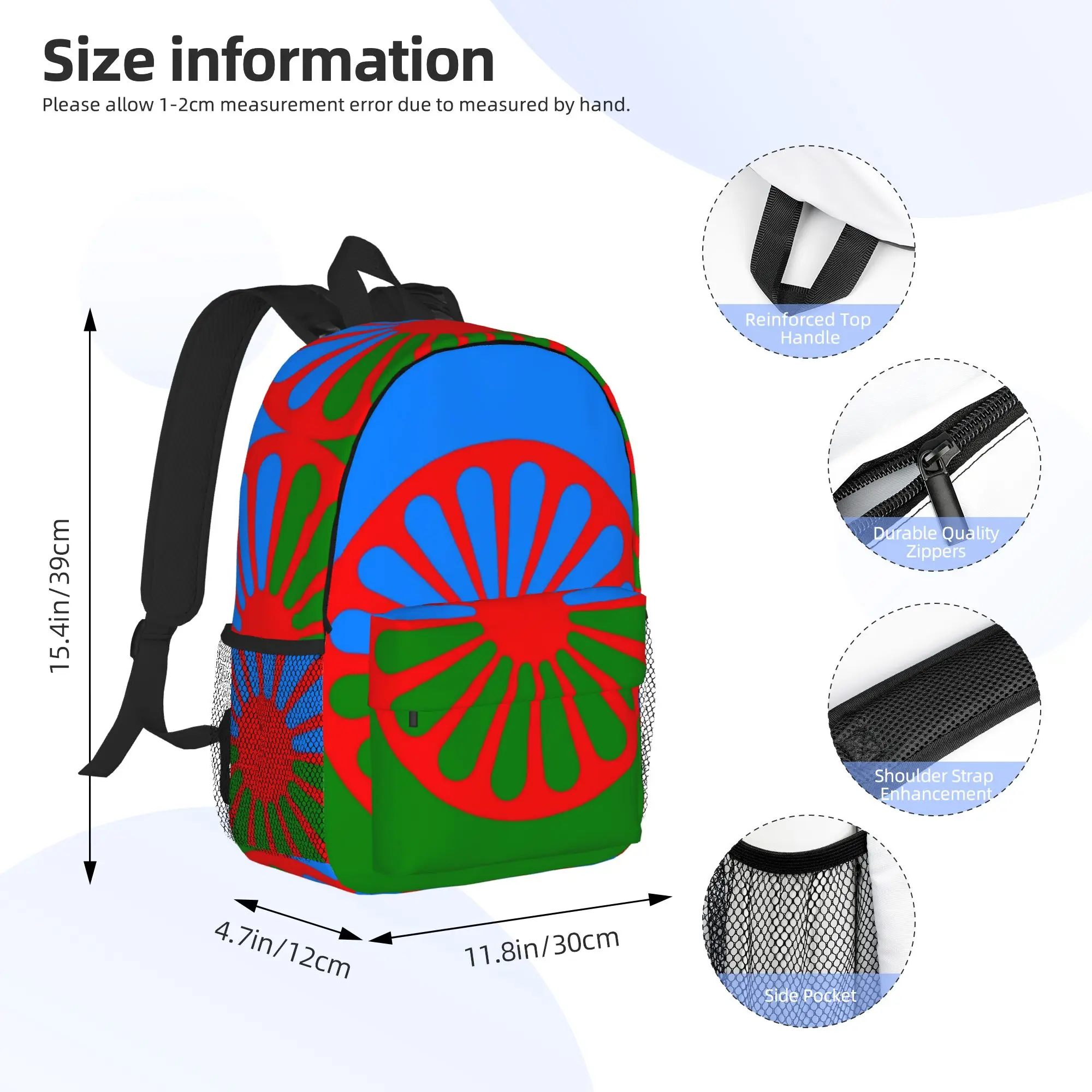Romany Gypsy Flag Backpack Hot Sale Daypack Large Capacity Boys Girls BookBag Shoulder Bags for Men Women School Bag