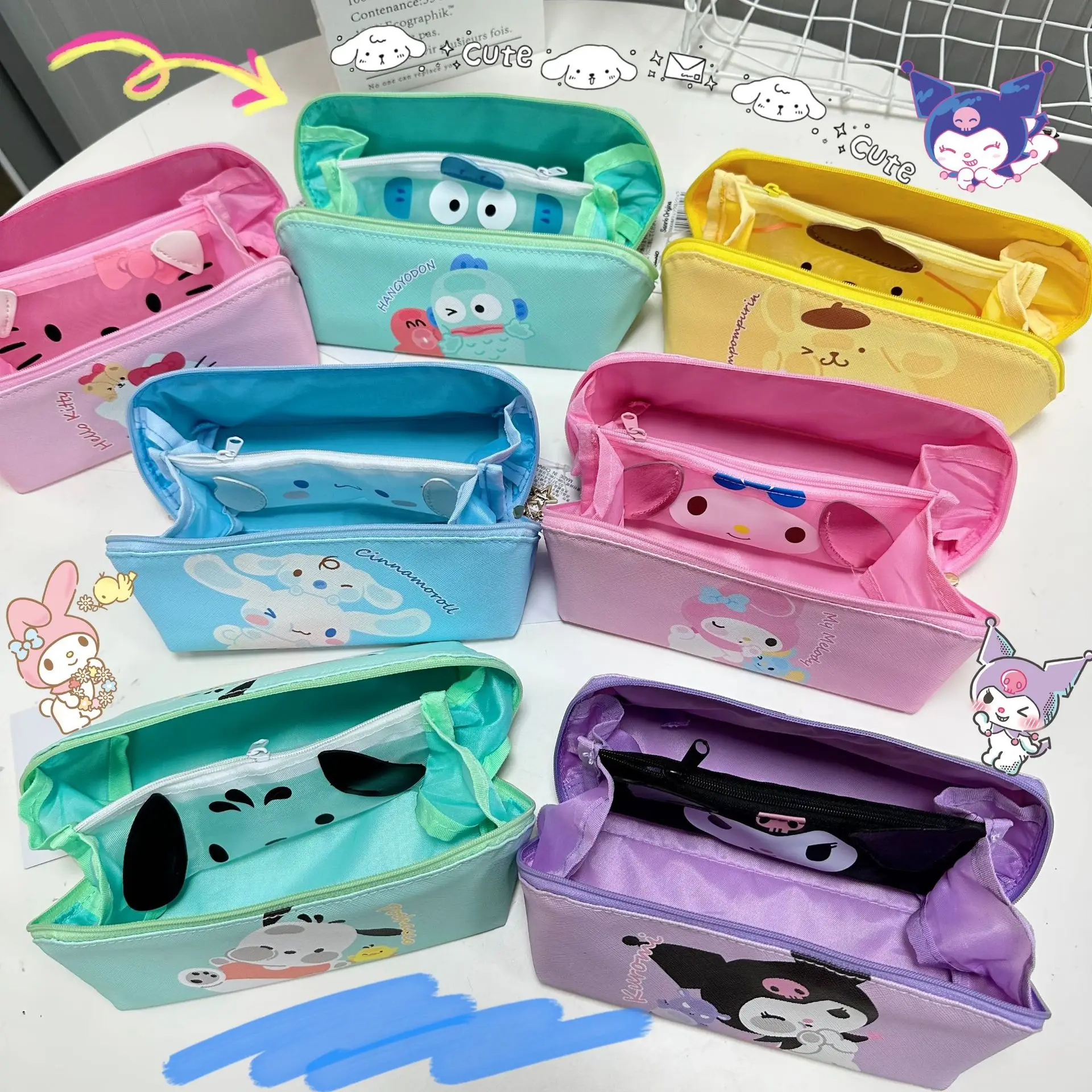 

New Sanrio Large Capacity Pencil Case Cinnamoroll My Melody Kuromi Cosmetic Bags School Pencils Bag Pen Case Supplies Stationery