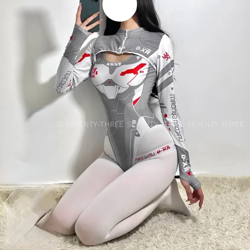 

Punk Game Anime Girl Cyber Mechanical Rabbit RX-0 Cosplay Grey Sukumizu Women Costumes Swimwear Sport Lingerie Bodysuit Gift Bag