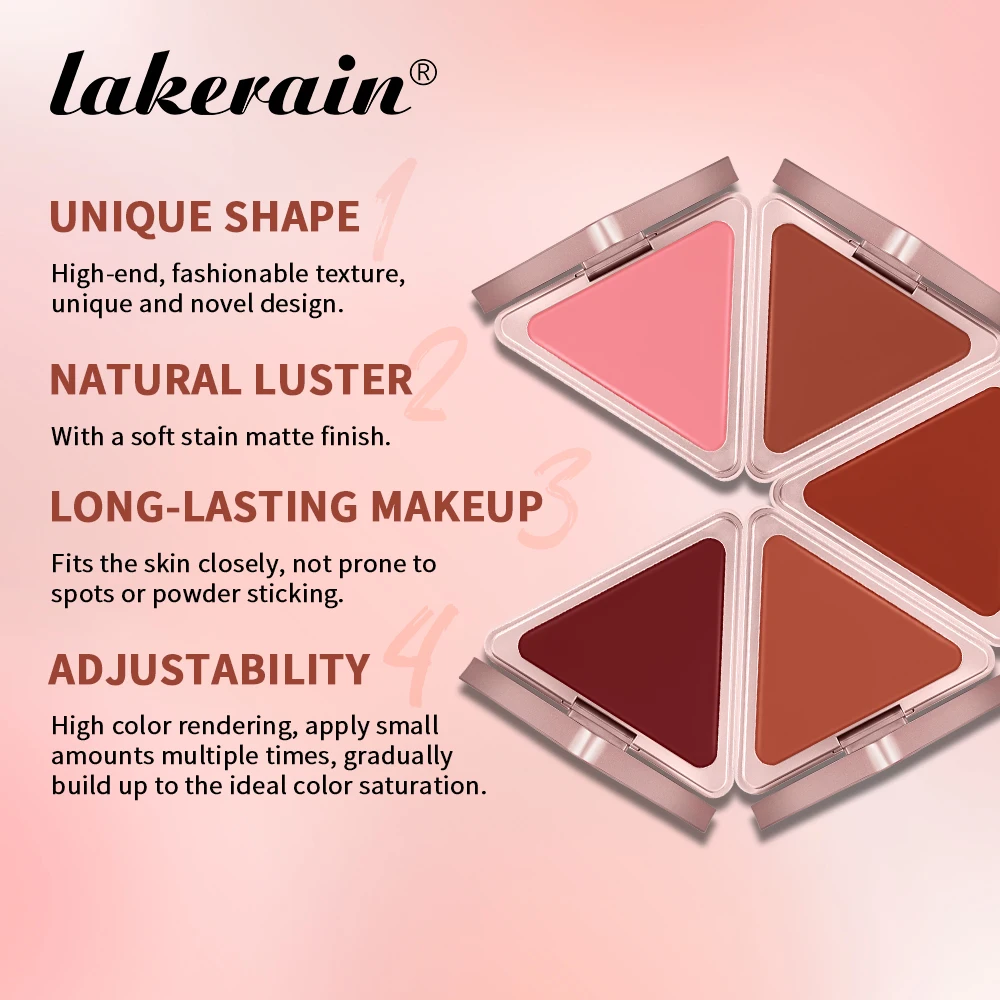 Lakerain Stain Matte Cream Blush Long Lasting Natural Makeup Effect Silky Texture Blusher Waterproof High Pigment Face Cosmetics