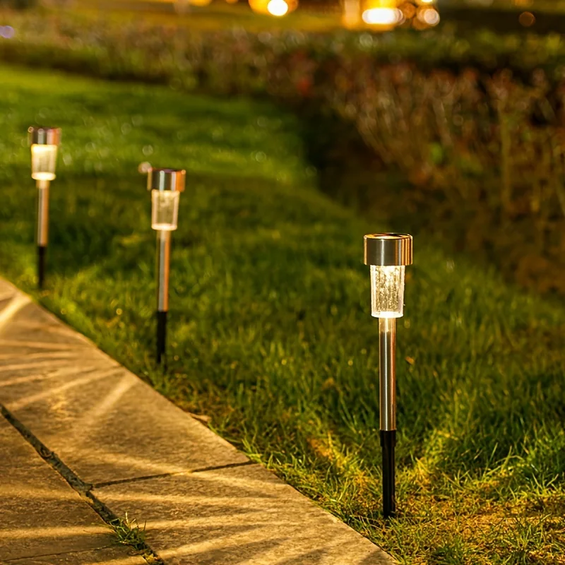 10PCS LED Solar Ground Lights Waterproof Landscape Lighting - Brighten Your Backyard & Patio with Compact Tube Design