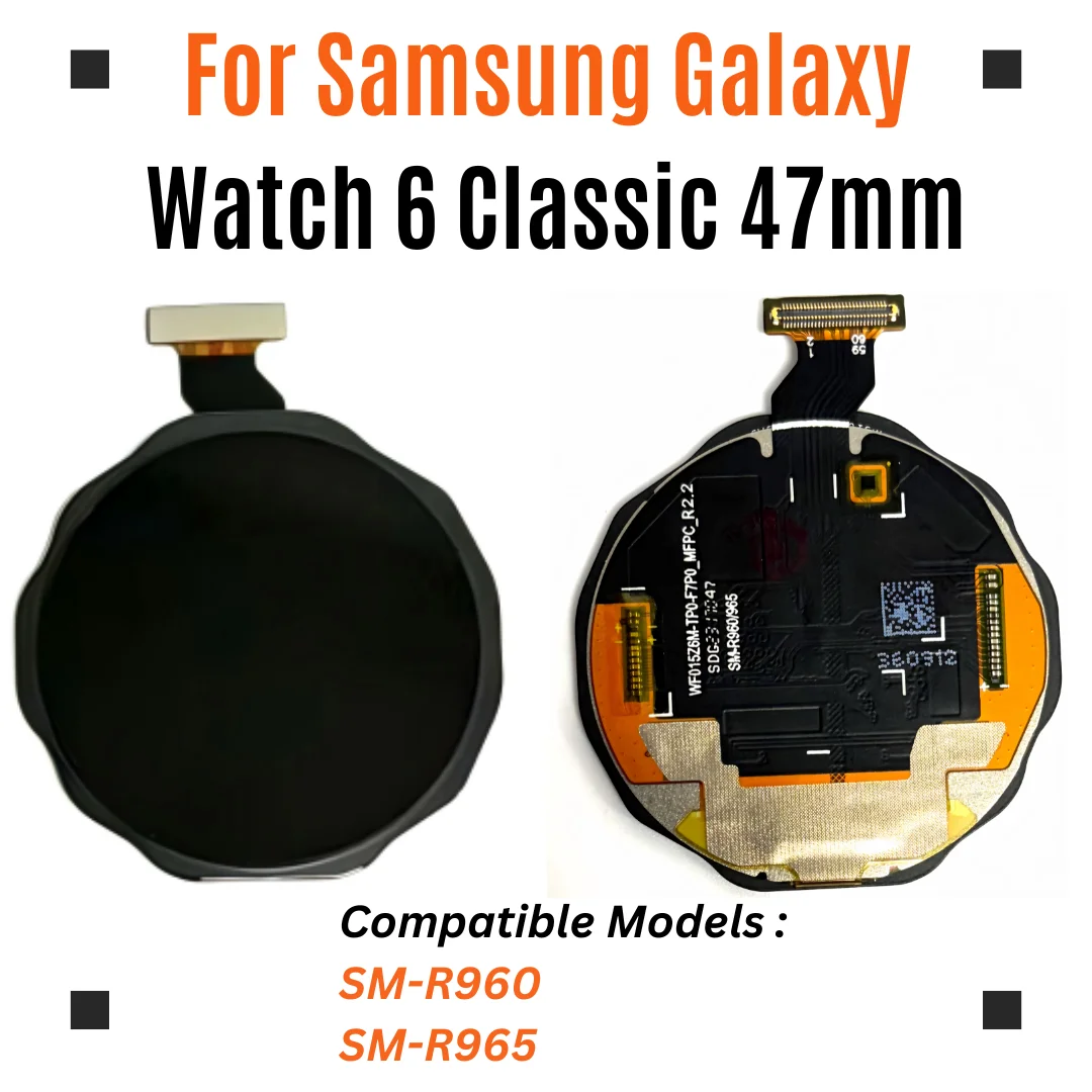 Para Samsung Galaxy Watch 6 Classic 47mm SM-R960 SM-R965: Tela LCD com Digitalizador Touch AMOLED Completa para Substituição